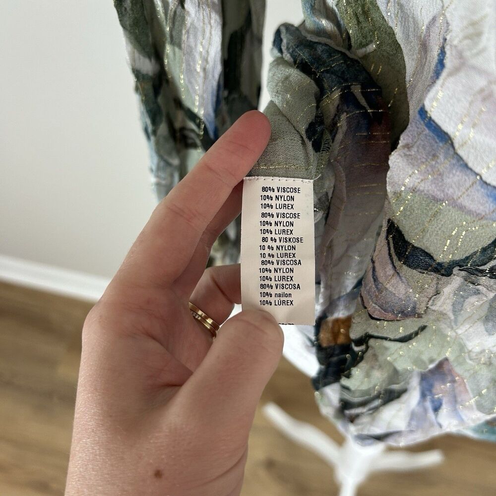 Blnk Bl^nk London Anthropologie XL Peasant Top Floral Blouse Lace Eclectic Gold - Picture 6 of 6